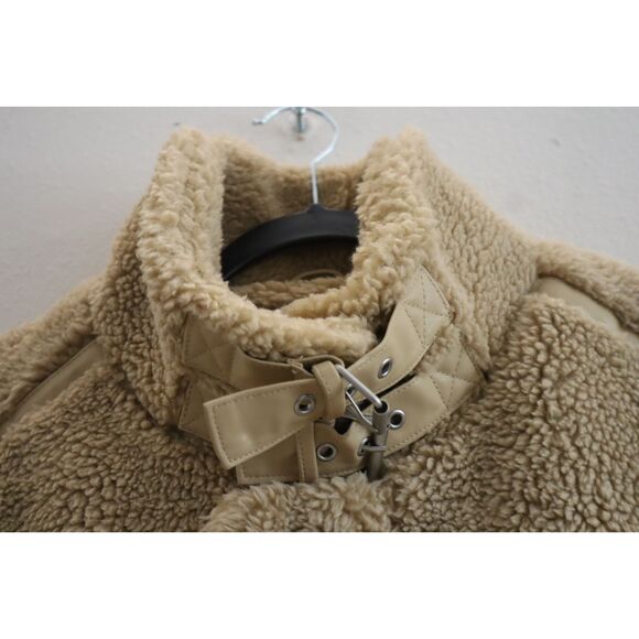 ASOS Design 119177141 Men's Sz M Beige Oversized Borg Aviator Fleece Jacket - Picture 4 of 8